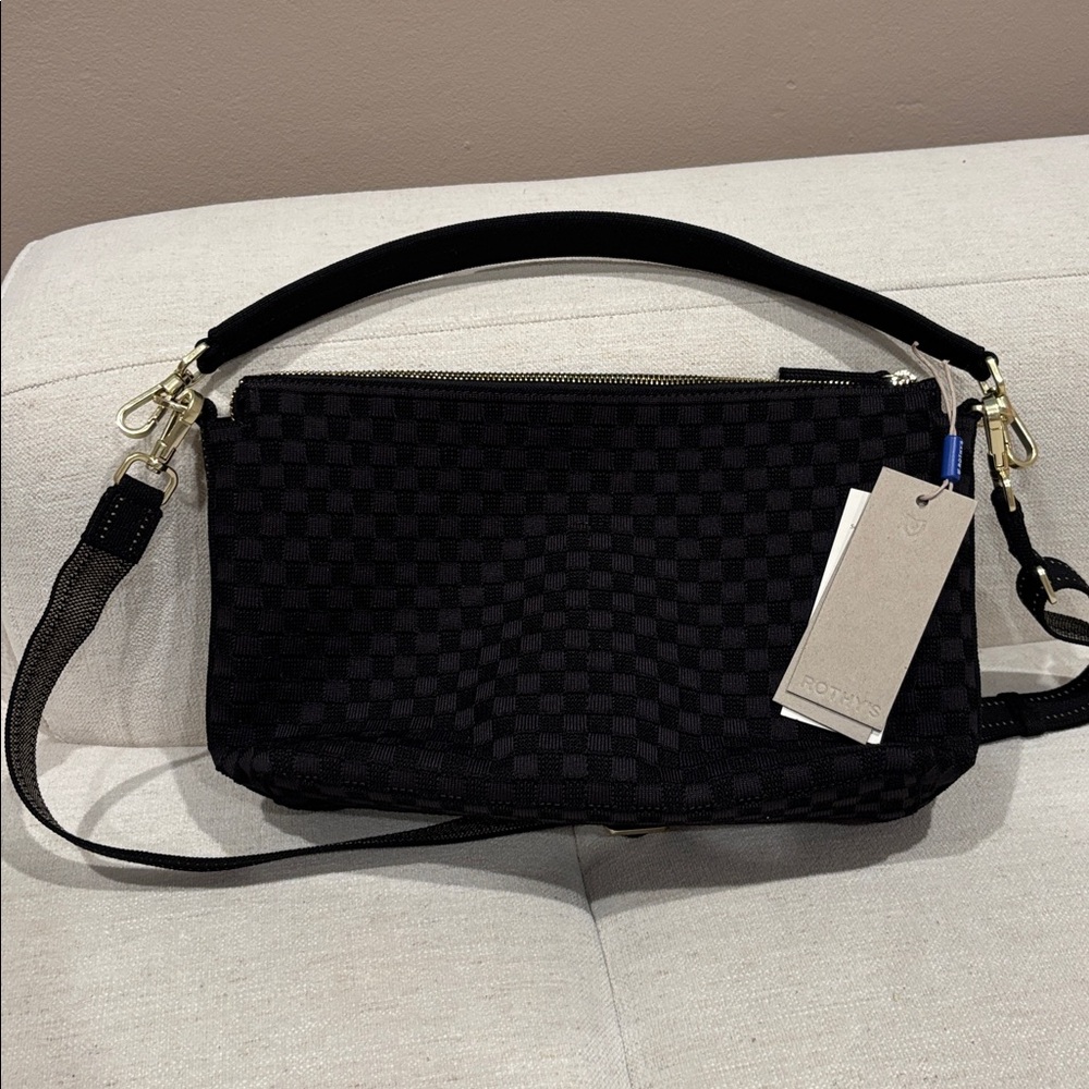 Rothy's Daily Crossbody in Black Checkered Weave